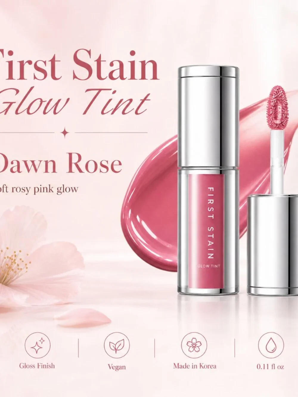 Heavy Makeup First Stain Glow Tint Dawn Rose NEW Sealed